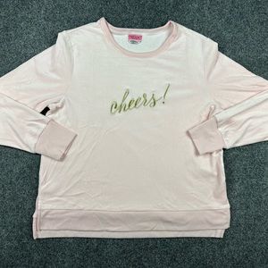 Kate Spade Women’s Velour Pullover Sweatshirt Size Medium Pink Embroidered Cheer